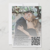 植物性の緑のベラムフェイクのオーバーレイ写真 招待状 (裏面)