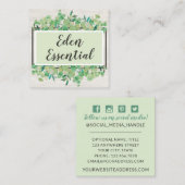植物性の緑のユーカリ素朴ソーシャルメディア スクエア名刺 (正面/裏面)