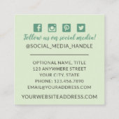 植物性の緑のユーカリ素朴ソーシャルメディア スクエア名刺 (裏面)