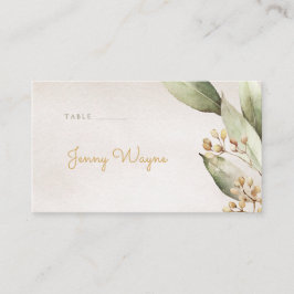 植物性の緑のヴィンテージ素朴なエスコートカード プレイスカード