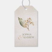 植物性の緑のヴィンテージ素朴なカップルの贈り物 ギフトタグ (正面)
