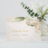 植物性の緑のヴィンテージ素朴な感謝していあなた サンキューカード (スタンド正面)