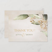 植物性の緑のヴィンテージ素朴な感謝していあなた サンキューカード (正面/裏面)