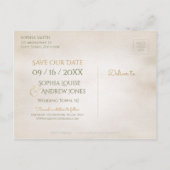 植物性の緑のヴィンテージ素朴な日付を保存 案内ポストカード (裏面)