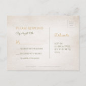 植物性の緑のヴィンテージ素朴な結婚式RSVP インビテーションポストカード (裏面)