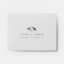 植物性の緑のヴィンテージ素朴な結婚式RSVP 封筒