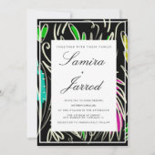 植物性の緑の手描きトロピカルズ結婚ズ 招待状 (正面)