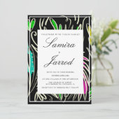植物性の緑の手描きトロピカルズ結婚ズ 招待状 (スタンド正面)