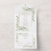 植物性の緑の最初の聖餐式 オールインワン招待状 (内側)