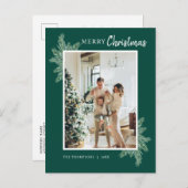 植物性の緑の松の写真メリークリスマス ポストカード (正面/裏面)