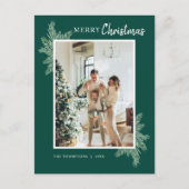 植物性の緑の松の写真メリークリスマス ポストカード (正面)