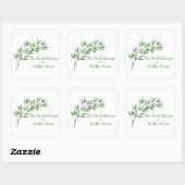 植物性の緑の枝の名前の内接 スクエアシール (シート)