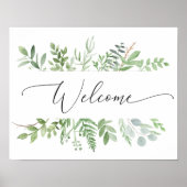 植物性の緑の歓迎サイン結婚またはシャワー ポスター (正面)