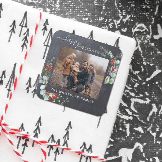 植物性の緑の水の色のチョーク素朴ボード スクエアシール