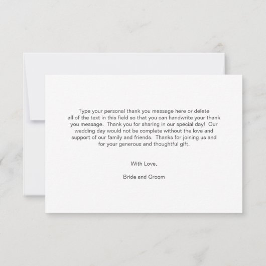 植物性の緑の水の色の多肉類結婚の サンキューカード (裏面)