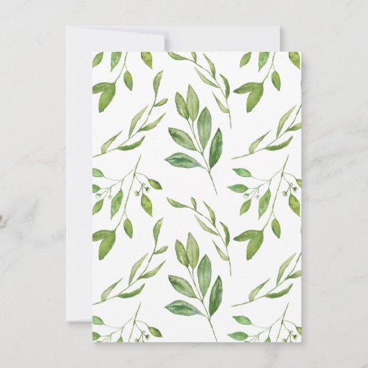 植物性の緑の水の色の女の子のためのベビーシャワー 招待状 (裏面)