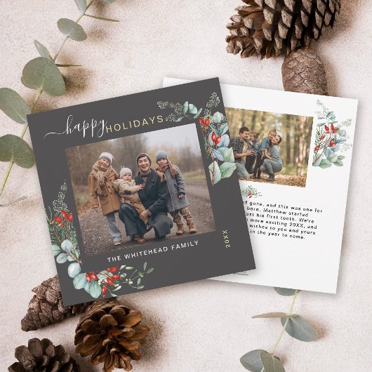 植物性の緑の水の色エレガントダークグレー シーズンカード