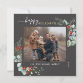 植物性の緑の水の色エレガントダークグレー シーズンカード (正面)