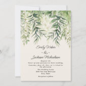 植物性の緑の水の色離れの結婚 招待状 (正面)