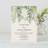 植物性の緑の水の色離れの結婚 招待状 (スタンド正面)