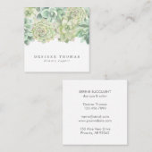 植物性の緑の水色の多肉植物 スクエア名刺 (正面/裏面)