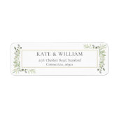 植物性の緑の水色の葉のアドレス ラベル (正面)