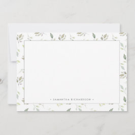 植物性の緑の水色の葉パターン ノートカード