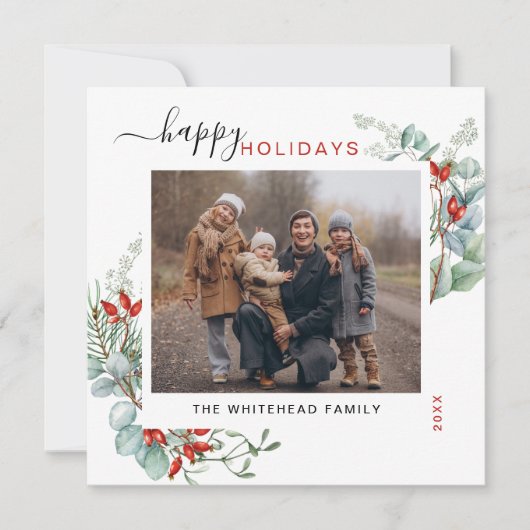 植物性の緑の水色エレガント シーズンカード (正面)