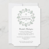 植物性の緑の洗礼。ミントシンプルリース 招待状 (正面)