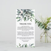 植物性の緑の結婚式のレセプションテーブル サンキューカード (スタンド正面)