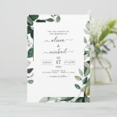 植物性の緑の結婚葉 招待状 (スタンド正面)