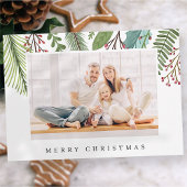 植物性の緑の葉のクリスマスモダン シーズンカード