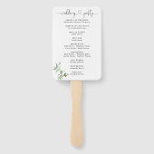 植物性の緑の葉のハート結婚式 プログラム ハンドファン (裏面)