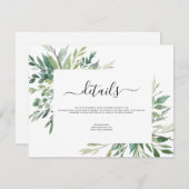 植物性の緑の葉の水の色の結婚インビ 招待状 (正面/裏面)
