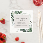 植物性の緑の葉の水の色結婚のナップ スタンダードカクテルナプキン (インサイチュ)