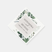 植物性の緑の葉の水の色結婚のナップ スタンダードカクテルナプキン (角)
