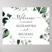 植物性の緑の葉の水の色結婚のポスト ポスター (正面)