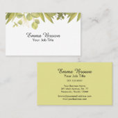 植物性の緑の葉の水色デザイン 名刺 (正面/裏面)