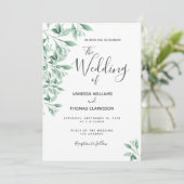 植物性の緑の葉の結婚台本 招待状 (スタンド正面)