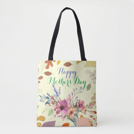 植物性の緑の葉ハッピーマザーズ・デイフローラ トートバッグ (正面)