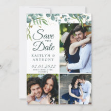 植物性の緑の金ゴールド7 Photo Save The Date