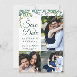 植物性の緑の金ゴールド7 Photo Save The Date セーブザデート