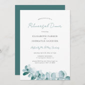 植物性の緑モダンの結婚リハーサル 招待状 (正面/裏面)