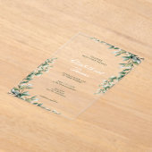 植物性の緑葉の結婚式 アクリル招待状 (レイダウン)