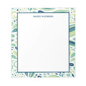 植物性の葉のパターンの名パーソナライズされた前 ノートパッド (正面)