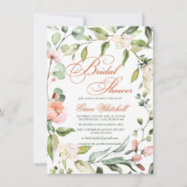 植物性の葉のリース、花のブライダルシャワー 招待状