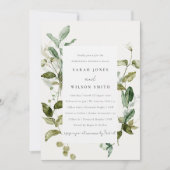 植物性の葉の動物水の色のリハーサルディナー 招待状 (正面)