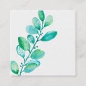 植物性の葉の枝のシンプル健康スタイリッシュ緑色 スクエア名刺 (裏面)