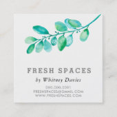 植物性の葉の枝のシンプル健康スタイリッシュ緑色 スクエア名刺 (正面)