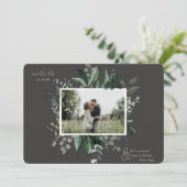 植物性の葉の緑のフォトフレーム日付を保存 (スタンド正面)